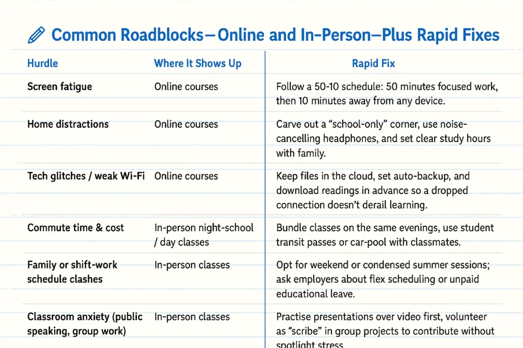 common online roadblocks rapid fixes